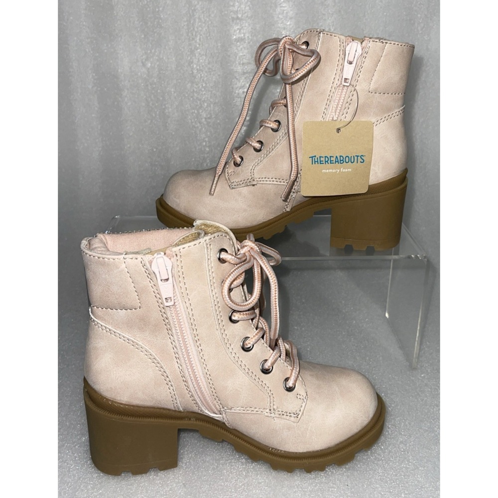 Therabouts Kinsley Pink Rhinestone Hiker Block Heel Boots Girls Size 11 NEW - Picture 2 of 16